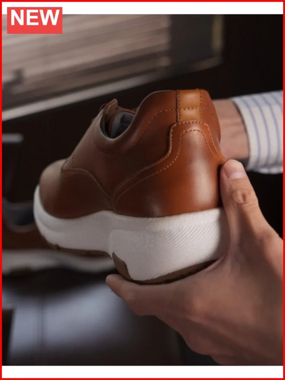 Men's Casual Oxford Sneakers, Faux Leather Lace-Up Walking Shoes with Cushioned